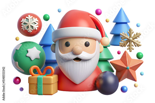 Cheerful Santa Claus 3D Christmas Decoration Illustration