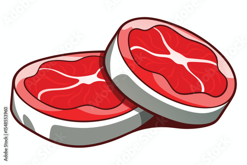 Two Raw Meat Slices Illustration for Food or Butcher Shop Designs
