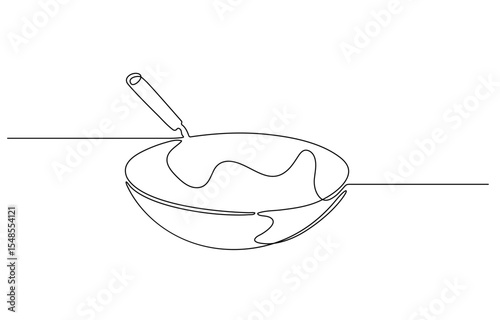 Pan kitchen continuous line. Continuous one line drawing pan kitchen. Kitchen, equipment concept. Single line drawing