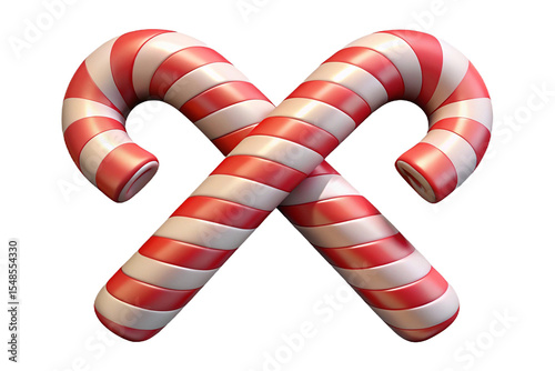 3D Crossed Red and White Candy Canes Clipart