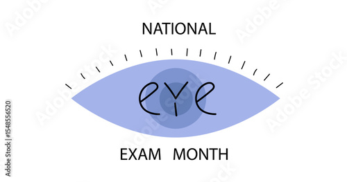 National eye exam month. Concept of eye care and vision health. Ophthalmologist checkup. vector line art banner	