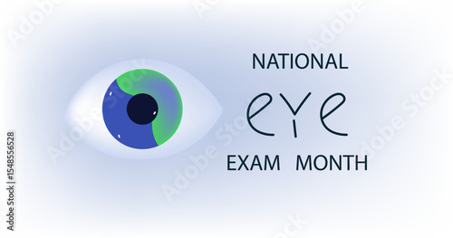 National eye exam month. Concept of eye care and vision health. Ophthalmologist checkup. vector line art banner	