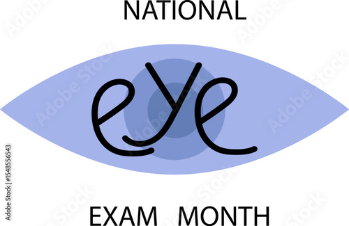 National eye exam month. Concept of eye care and vision health. Ophthalmologist checkup. vector line art banner	