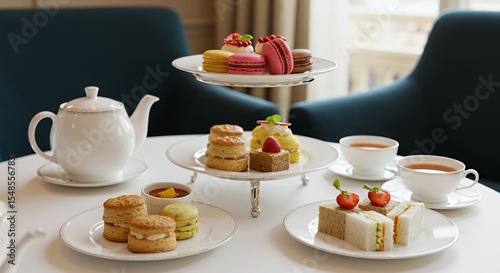 Wallpaper Mural Indulge in an Exquisite Afternoon Tea: Delicate Pastries, Savory Sandwiches, and Warm Tea Await Torontodigital.ca