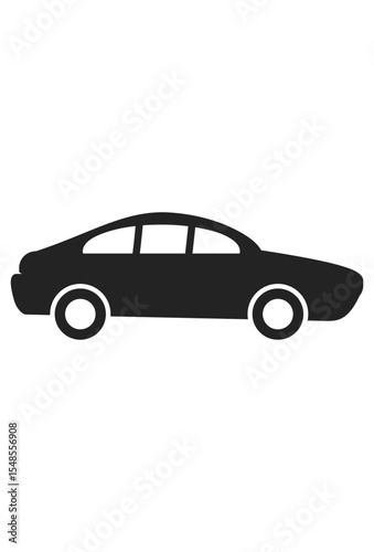 Black car silhouette, sleek design, side profile.
 Simple vehicle icon, classic coupe shape, no details.
 Generic sedan illustration, two wheels, basic automotive graphic.

