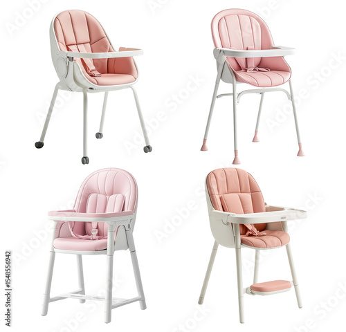 Stylish Baby High Chairs with Soft Pink Cushions for Modern Dining Spaces