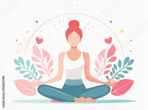 pastel icons for meditation and breathing- lotus pose silhouette