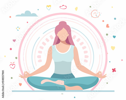 pastel icon for meditation and breathing- lotus pose 