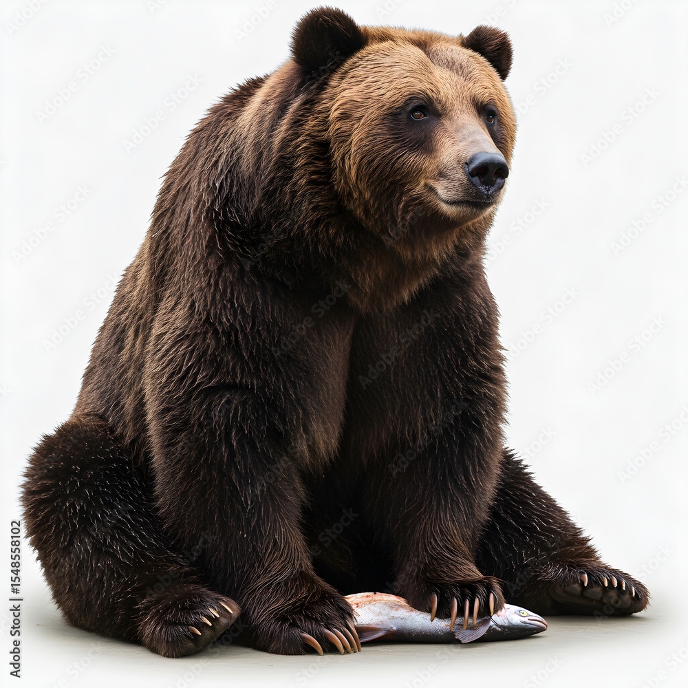 Fototapeta premium A realistic bear in a white background and a thoroughbred bear standing against a white background