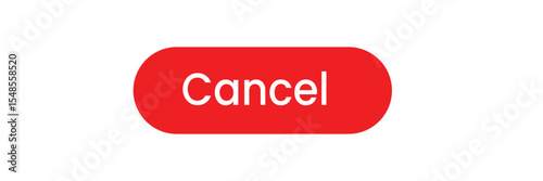 Bold red "Cancel" button with rounded corners on white background, perfect for UI/UX design, mobile apps, websites, or web interfaces.