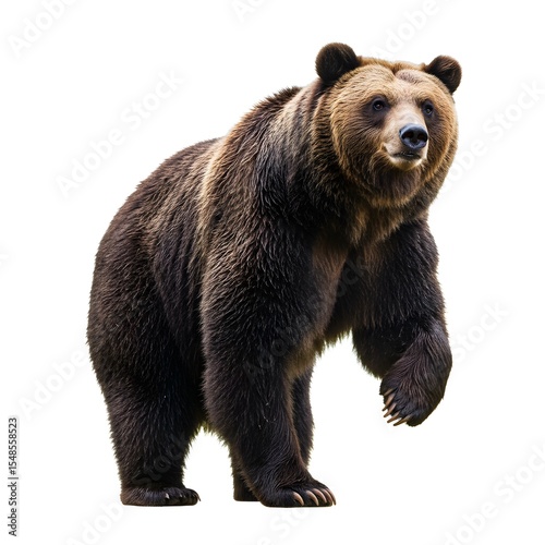 A realistic bear in a white background and a thoroughbred bear standing against a white background