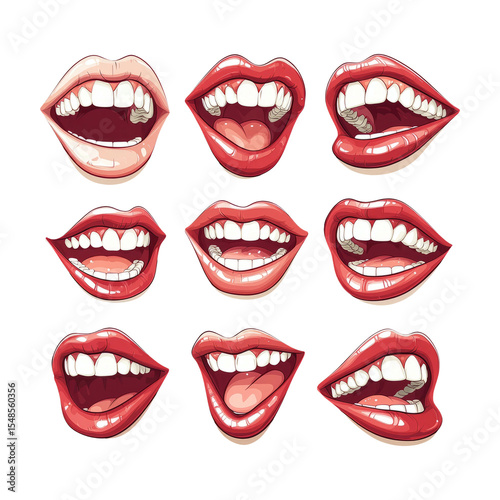 Diverse Expressions of Smiling Lips and Mouths for Creative Backgrounds