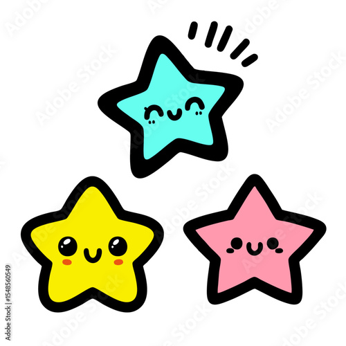 カラフルな星のキャラクターイラストセット