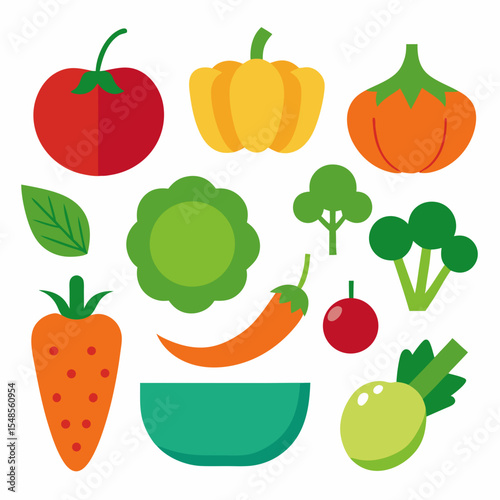 Vegetable food dish vector collection in white background