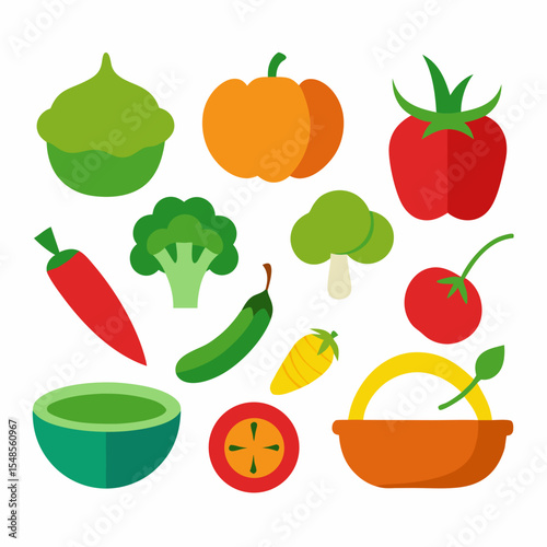 Vegetable food dish vector collection in white background