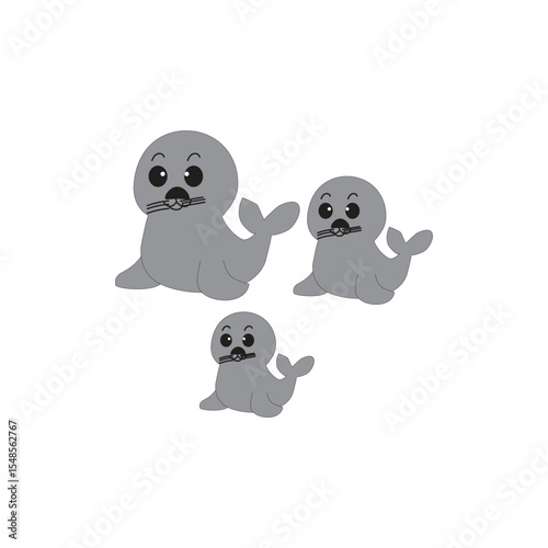 sea ​​dog vector illustration of a marine mammal that has an elongated round body and covered feet that are suitable for swimming.