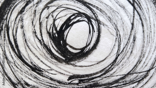 sumi ink wash drawing created with brush, sumi  ink wash painting with visible brushstrokes, ink drawing made with sumi brush, sumi ink painting washi paper texture, spiral, banner
