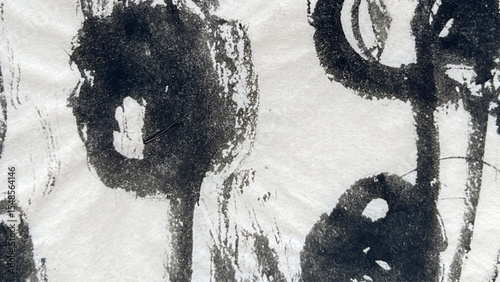 sumi ink wash drawing created with brush, sumi  ink wash painting with visible brushstrokes, ink drawing made with sumi brush, sumi ink painting washi paper texture, bleeding texture, blurring texture