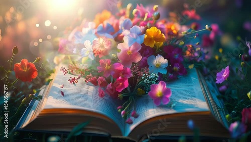 open book with magic light