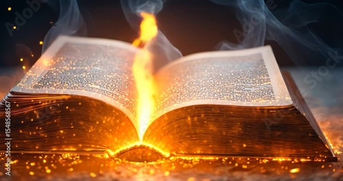 Wallpaper Mural Glowing open book with sparks and smoke. Torontodigital.ca