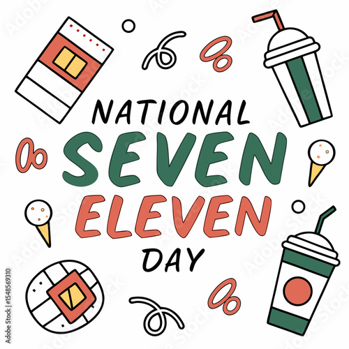 National Seven Eleven Day vector illustration