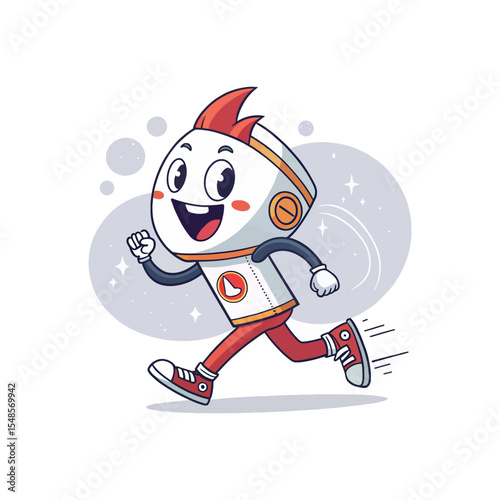 Running Mascot: A joyful and dynamic running mascot character. Captured in vibrant vector graphics