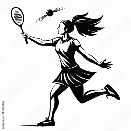 Female Badminton Player in Action Striking a Shuttlecock