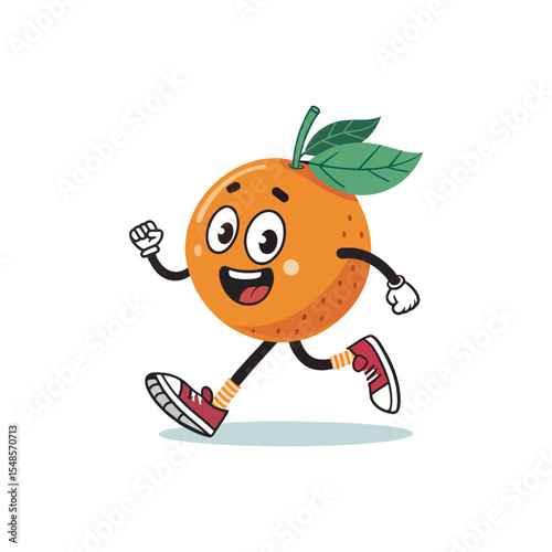 Energetic Orange: A lively orange character, brimming with vitality, runs with a big smile. Expressing joy and zest for life.