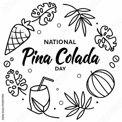 NATIONAL PINA COLADA DAY vector illustration