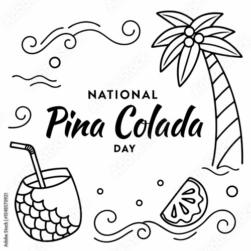 NATIONAL PINA COLADA DAY vector illustration