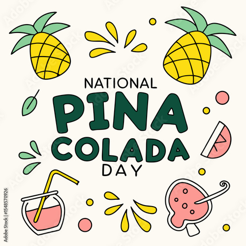 NATIONAL PINA COLADA DAY vector illustration