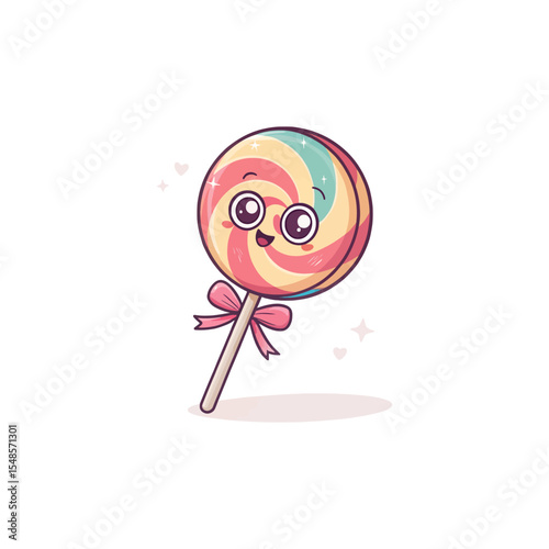 Sweet Delight: A cheerful lollipop with a swirl design and a charming bow exudes sweetness and fun, perfectly capturing the essence of confectionery joy. 