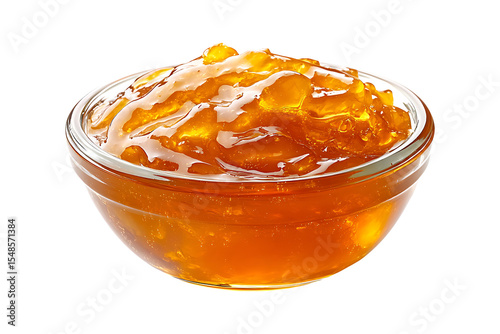 glass bowl of apricot jam isolated on a transparent background