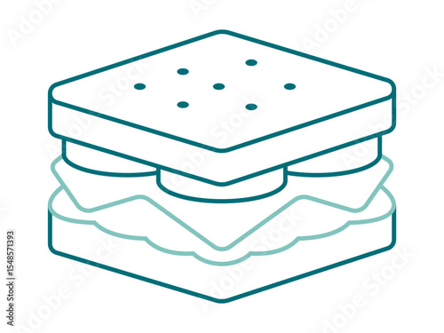 Bread sandwich icon. Fast food outline icon. Simple junk food and street food vector illustration in modern thin line style.