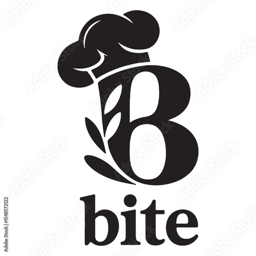 Chef hat b letter bite logo silhouette