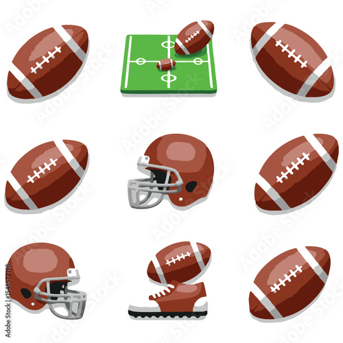 American football equipment and a field  suitable for sportsrelated designs, team promotions, athletic events, and footballthemed projects