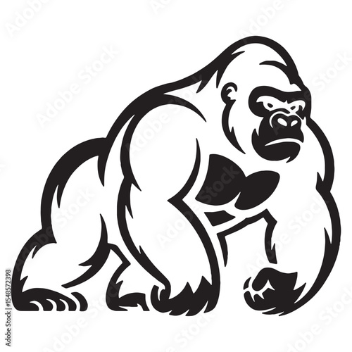 Powerful gorilla silhouette graphic design