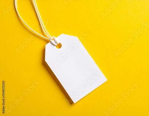blank price tag on yellow background