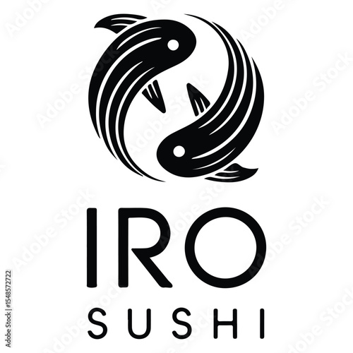 Iro sushi logo yin yang fish silhouette