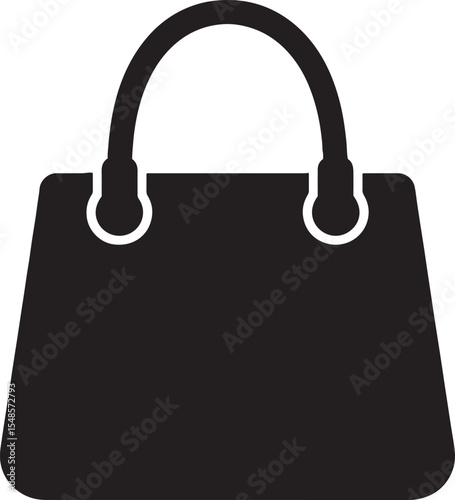 Black Silhouette Handbag Icon Isolated on White Background