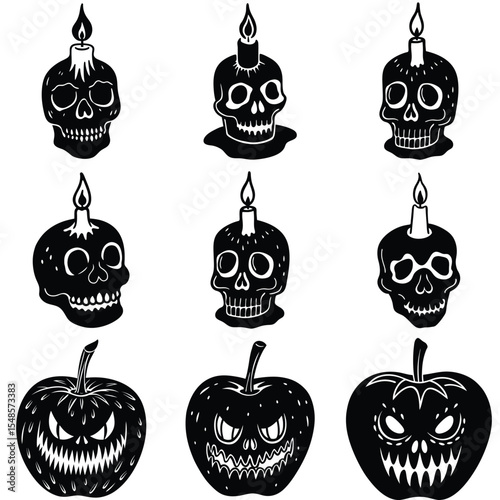 Halloween skull candles and jack olantern designs