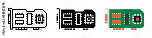 pci card icon set. for mobile concept and web design on white background