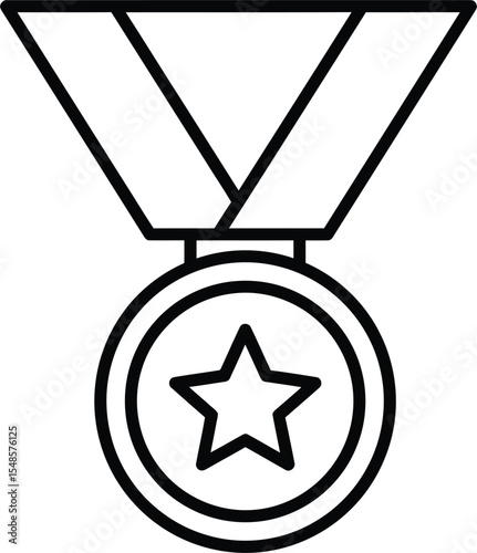 A gold medal with a star, hanging from a ribbon, symbolizes achievement and victory.