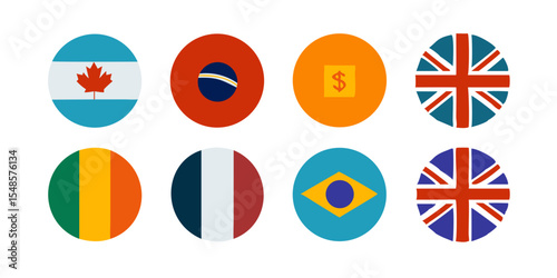 Minimal National Flag Icons Set - Country, Patriotism, Identity