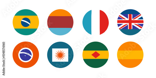 Minimal National Flag Icons Set - Country, Patriotism, Identity