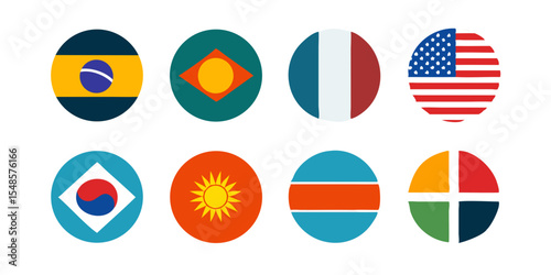 Minimal National Flag Icons Set - Country, Patriotism, Identity