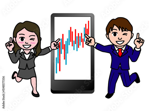 壱A：スマホでNISA投資の複利運用をする会社員男女_CS3 2025_0610_047