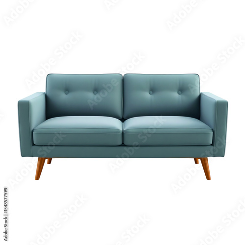 Modern Blue Sofa with Wooden Legs