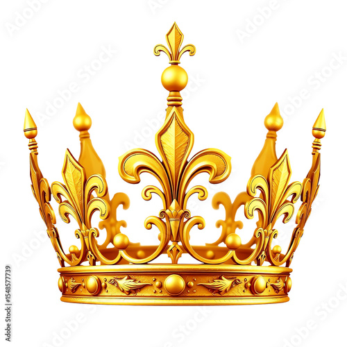 Majestic Golden Crown with Ornate Fleur-de-lis Design