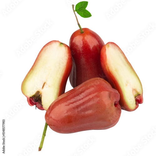 rose apple slice piece on white fruit